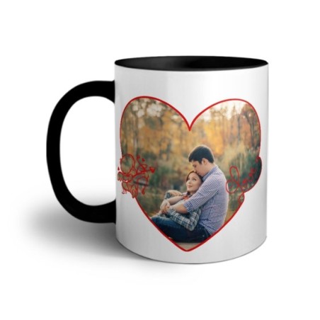 Tazza personalizzata con foto cuore stilizzato con cupido Love