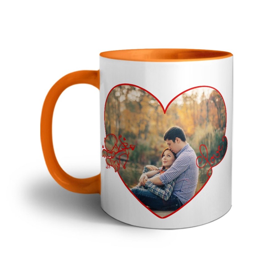 Tazza personalizzata con foto cuore stilizzato con cupido Love