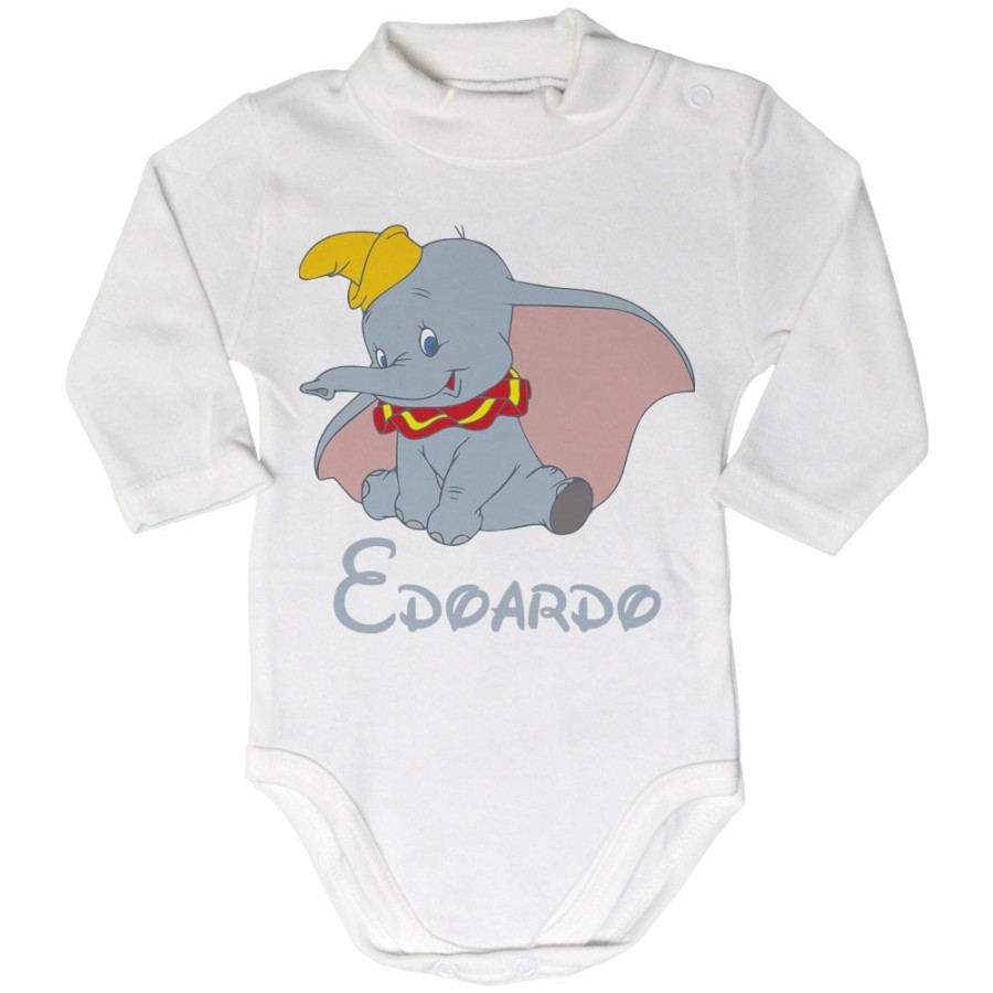 Body lupetto neonato personalizzato con nome dumbo Cartoon
