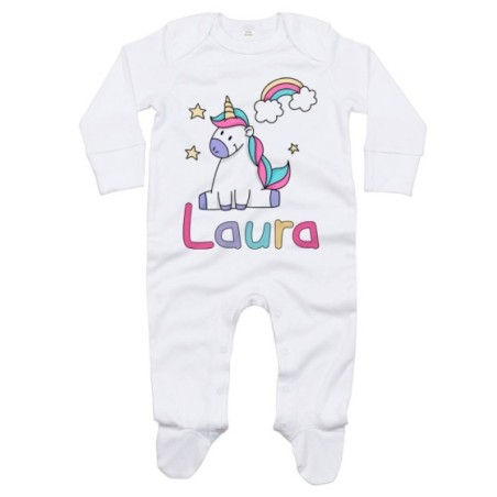 Tutina neonato personalizzata con nome unicorno con...