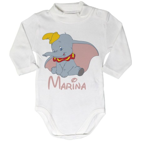 Body lupetto neonato personalizzato con nome dumbo Cartoon