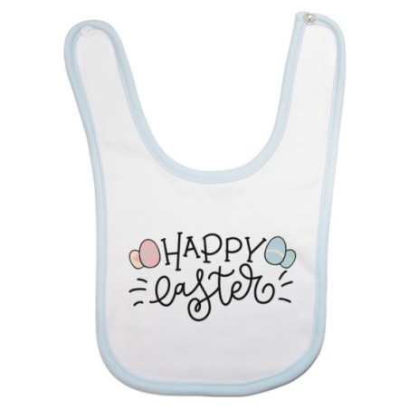 Bavaglino neonato happy easter con uova colorate Pasqua