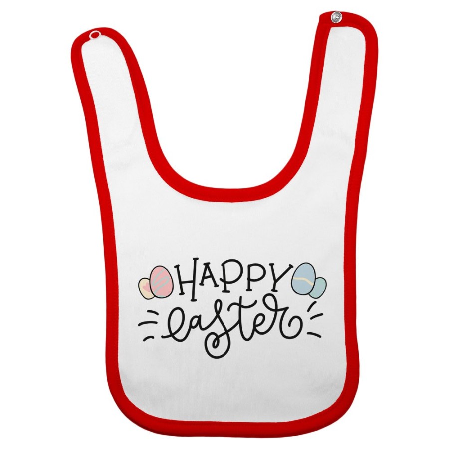 Bavaglino neonato happy easter con uova colorate Pasqua