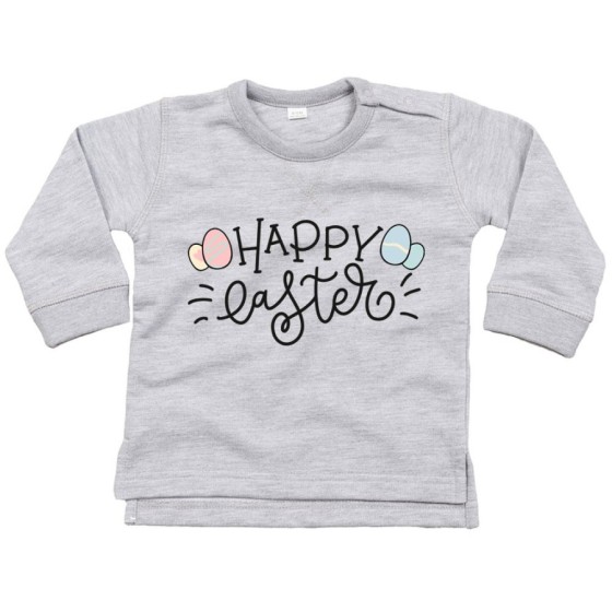 Felpa neonato happy easter con uova colorate Pasqua