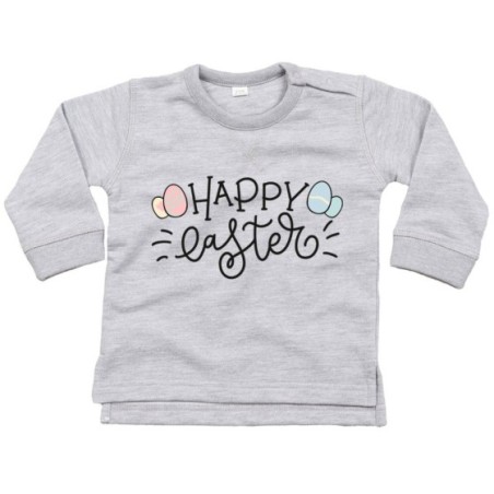 Felpa neonato happy easter con uova colorate