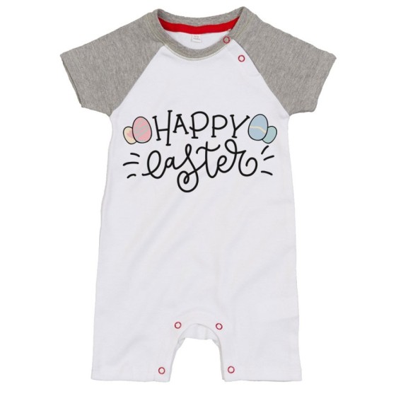Pagliaccetto neonato happy easter con uova colorate Pasqua