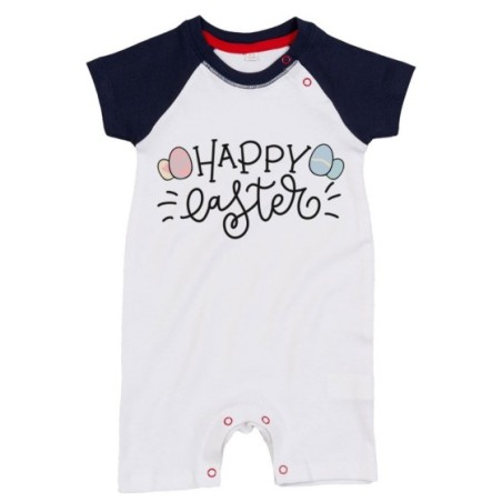 Pagliaccetto neonato happy easter con uova colorate Pasqua