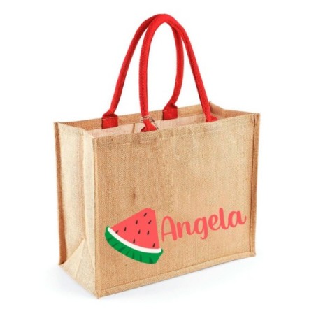 Borsa mare in juta anguria personalizzata con nome
