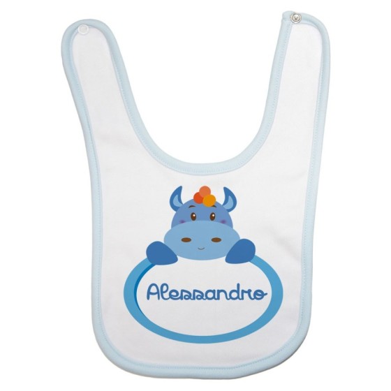 Bavaglino neonato personalizzato con nome ippopotamo Divertenti