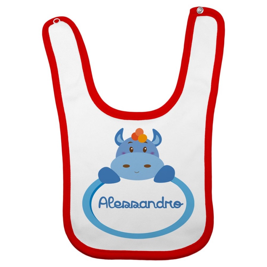 Bavaglino neonato personalizzato con nome ippopotamo Divertenti