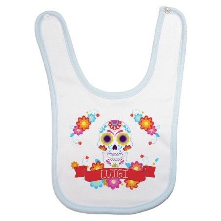 Bavaglino neonato personalizzato con nome flower skull