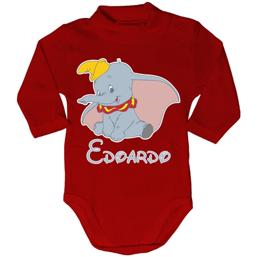 Body lupetto neonato personalizzato con nome dumbo Cartoon