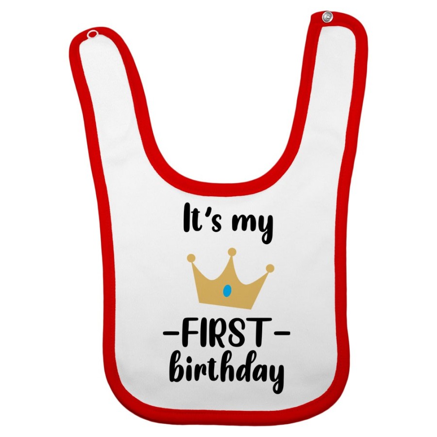 Bavaglino neonato personalizzabile con nome festa a tema principe con corona Compleanno