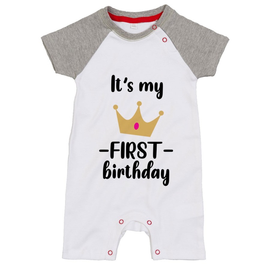 Pagliaccetto neonato personalizzabile con nome festa a tema principe con corona Compleanno