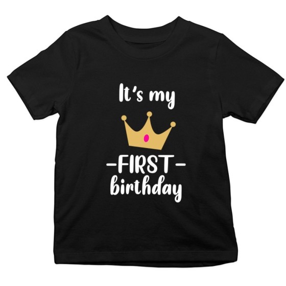 T-shirt bambino personalizzabile con nome festa a tema principe con corona Compleanno
