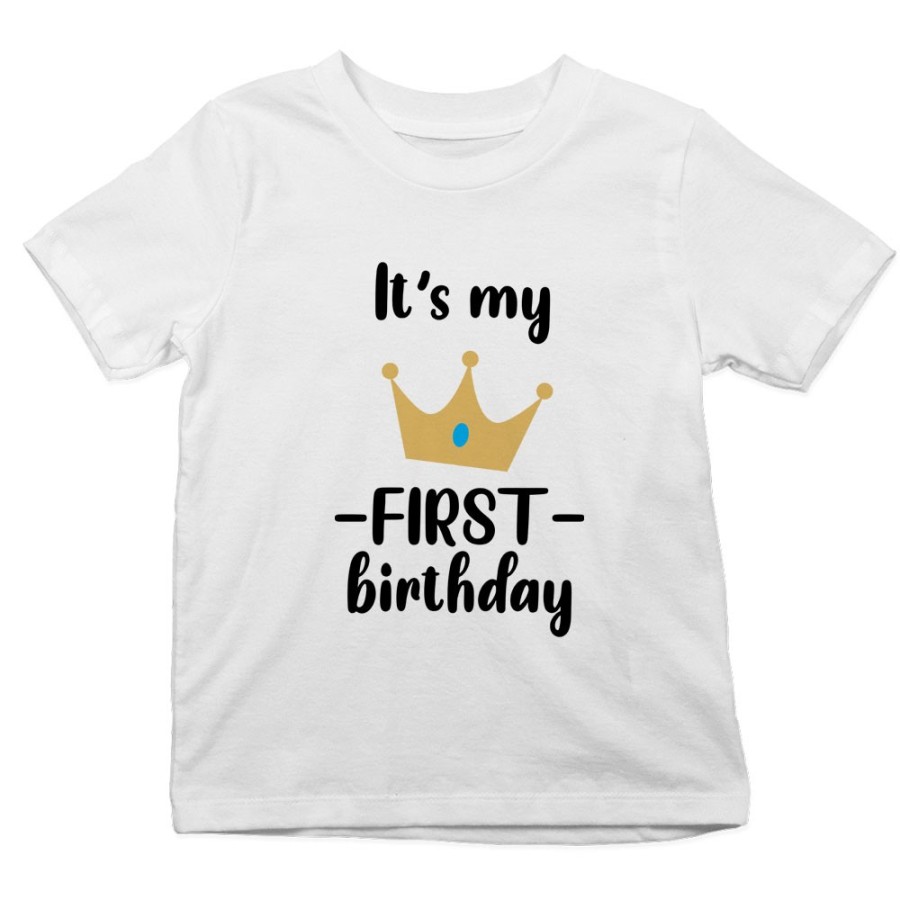 T-shirt bambino personalizzabile con nome festa a tema principe con corona Compleanno