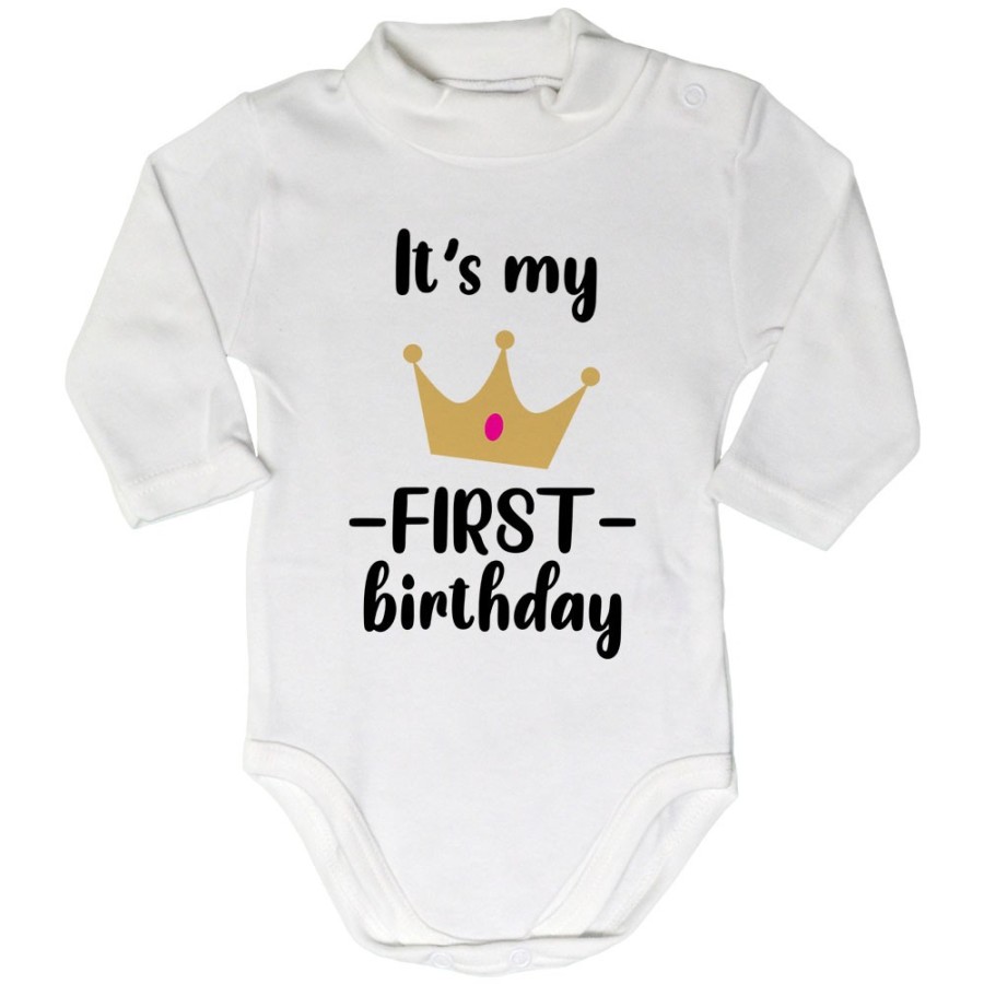 Body lupetto neonato personalizzabile con nome festa a tema principe con corona Compleanno