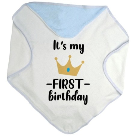 Accappatoio neonato personalizzabile con nome festa a tema principe con corona Compleanno