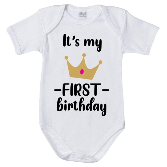 Body neonato personalizzabile con nome festa a tema principe con corona Compleanno