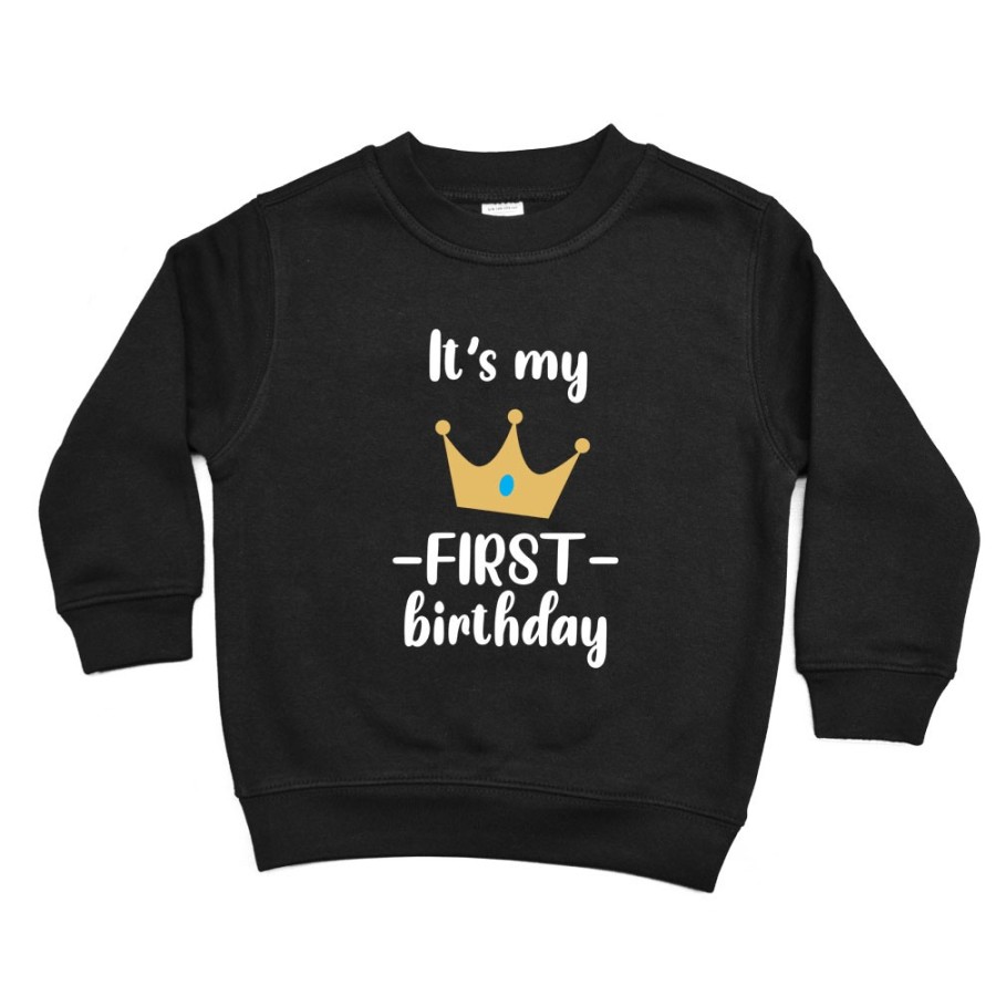Felpa bambino personalizzabile con nome festa a tema principe con corona Compleanno