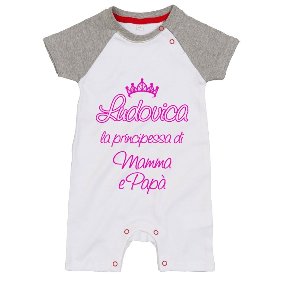 Pagliaccetto personalizzato con nome sono la principessa il principe di mamma papà con corona Per la famiglia