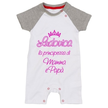 Pagliaccetto personalizzato con nome sono la principessa...