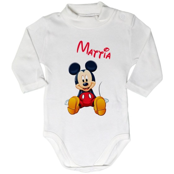 Body lupetto neonato personalizzato con nome cute topolino Cartoon