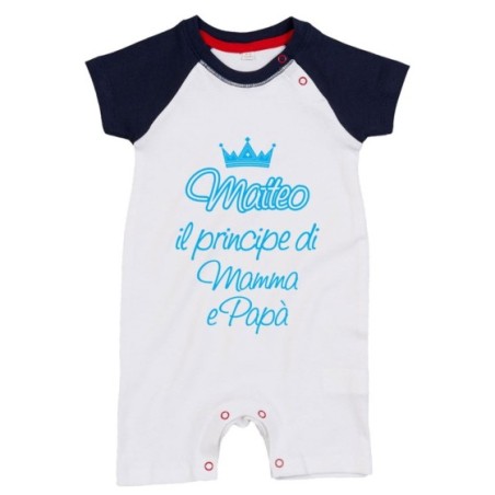 Pagliaccetto personalizzato con nome sono la principessa il principe di mamma papà con corona Per la famiglia