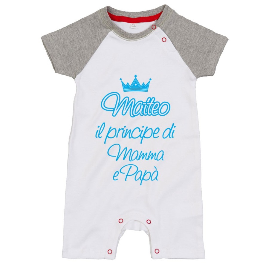 Pagliaccetto personalizzato con nome sono la principessa il principe di mamma papà con corona Per la famiglia