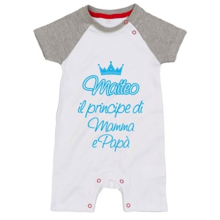 Pagliaccetto personalizzato con nome sono la principessa il principe di mamma papà con corona Per la famiglia