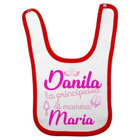 Bavaglino neonata personalizzato con nomi la principessa...