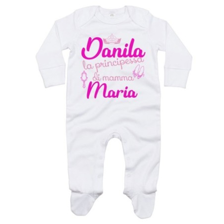 Tutina neonata personalizzata con nomi la principessa di...