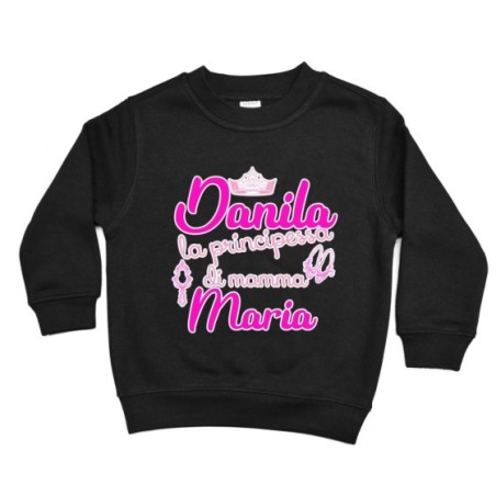 Felpa bambina personalizzata con nomi la principessa di...