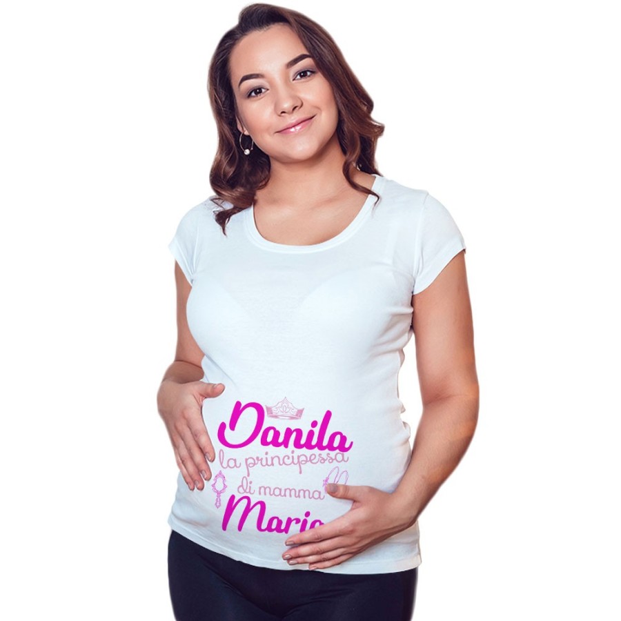 Maglia premaman personalizzata con nomi la principessa di mamma accessories Per la mamma