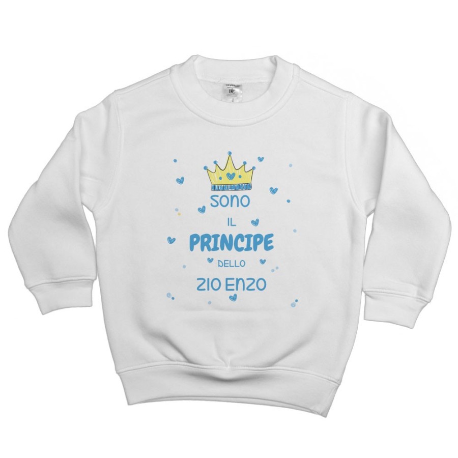 Felpa bambino personalizzata  nome sono il principe di zio degli zii  corona e cuoricini Per gli zii