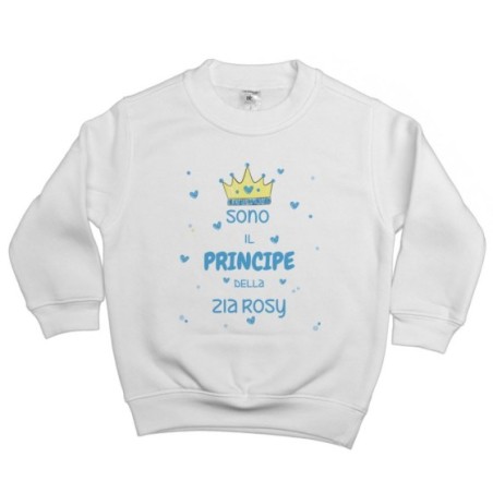 Felpa bambino personalizzata  nome sono il principe di zio degli zii  corona e cuoricini Per gli zii