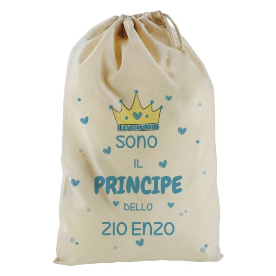 Sacchetto nascita bimbo personalizzato  nome sono il principe di zio degli zii  corona e cuoricini Per gli zii