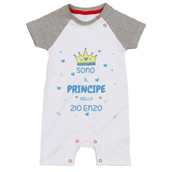 Pagliaccetto neonato personalizzato  nome sono il principe di zio degli zii  corona e cuoricini Per gli zii