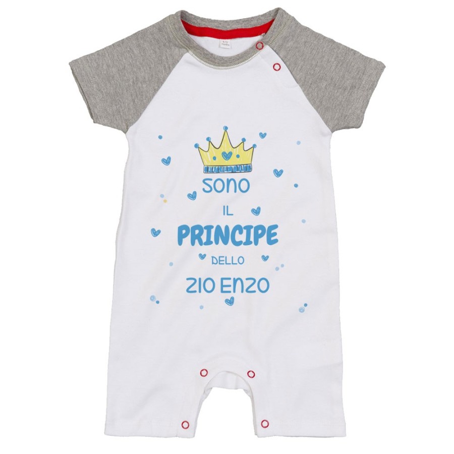 Pagliaccetto neonato personalizzato  nome sono il principe di zio degli zii  corona e cuoricini Per gli zii