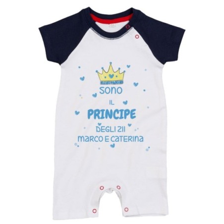 Pagliaccetto neonato personalizzato  nome sono il principe di zio degli zii  corona e cuoricini Per gli zii
