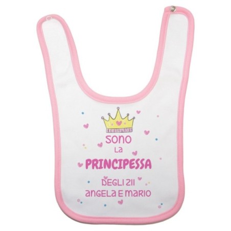 Bavaglino neonato personalizzato  nome sono il principe di zio degli zii  corona e cuoricini Per gli zii