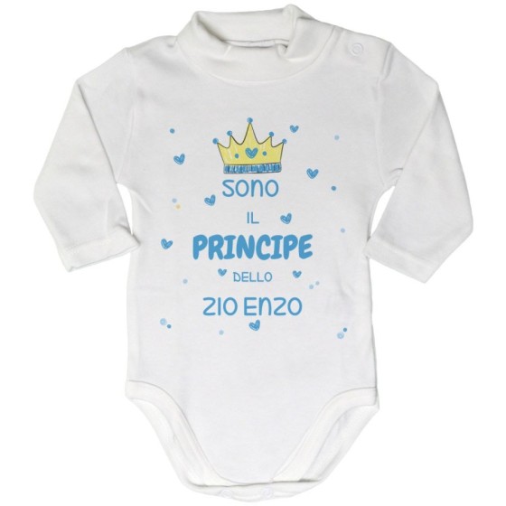 Body lupetto neonato personalizzato  nome sono il principe di zio degli zii  corona e cuoricini Per gli zii