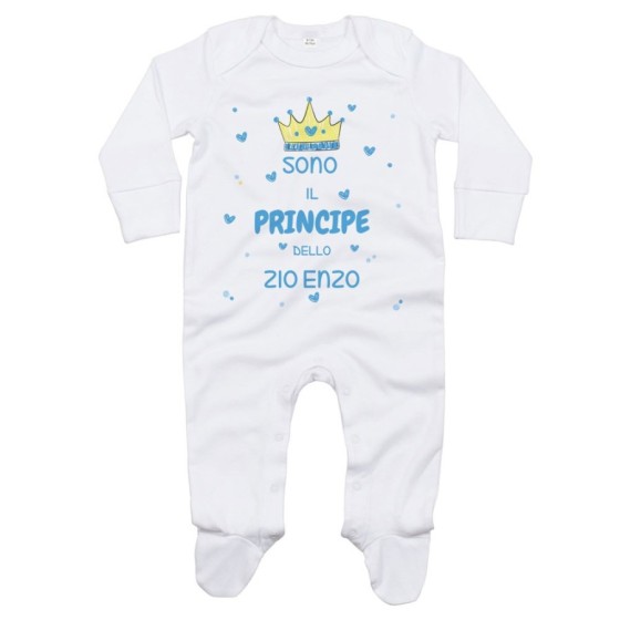 Tutina neonato personalizzata  nome sono il principe di zio degli zii  corona e cuoricini Per gli zii