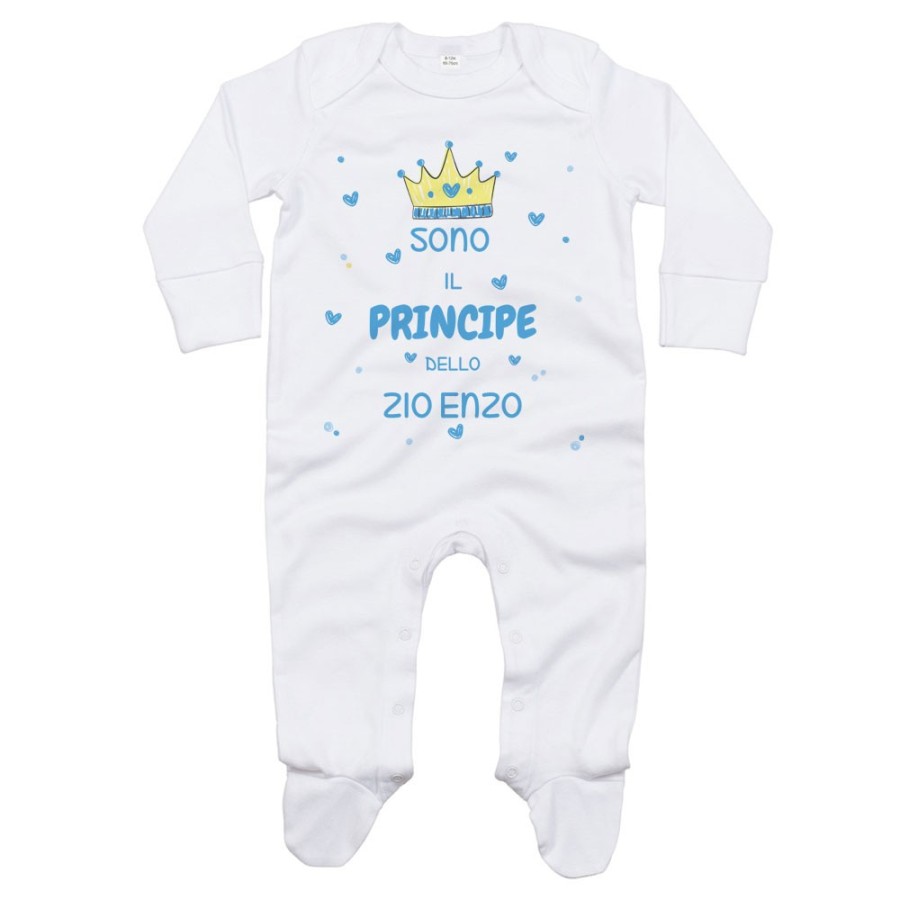 Tutina neonato personalizzata  nome sono il principe di zio degli zii  corona e cuoricini Per gli zii