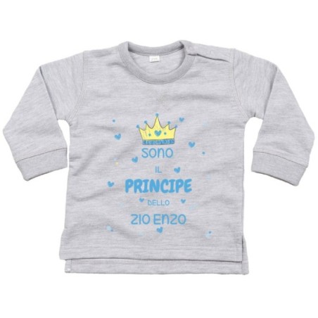 Felpa neonato personalizzata  nome sono il principe di...