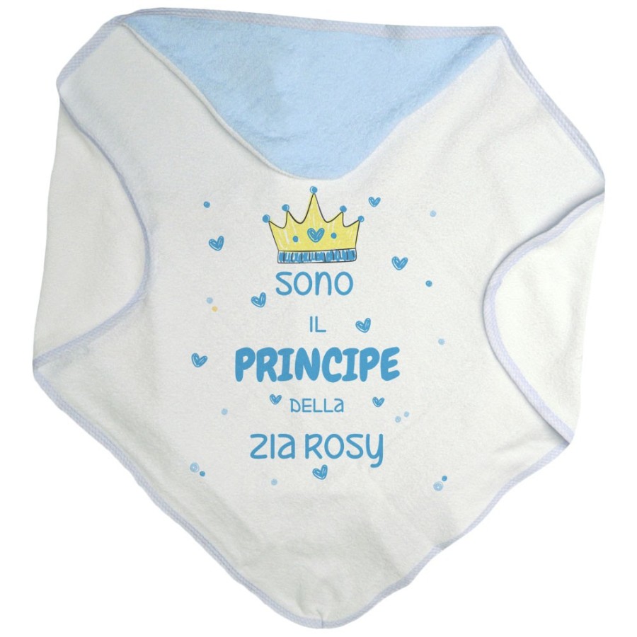 Accappatoio neonato personalizzato  nome sono il principe di zio degli zii  corona e cuoricini Per gli zii