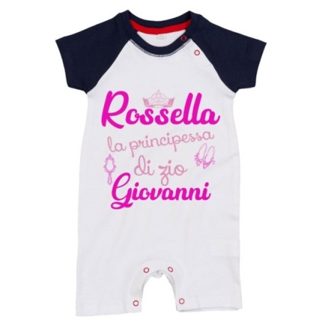 Pagliaccetto neonata personalizzato  nome sono la principessa di zia di zio Per gli zii