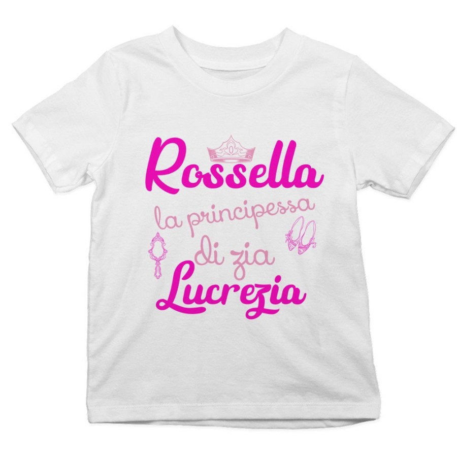 T-shirt bambina personalizzata  nome sono la principessa di zia di zio Per gli zii