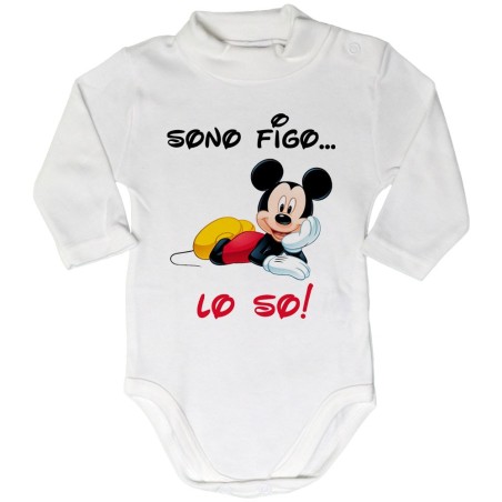 Body lupetto neonato sono figo lo so con topolino