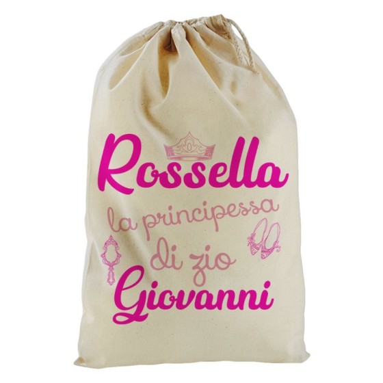 Sacchetto nascita bimba personalizzato  nome sono la principessa di zia di zio Per gli zii